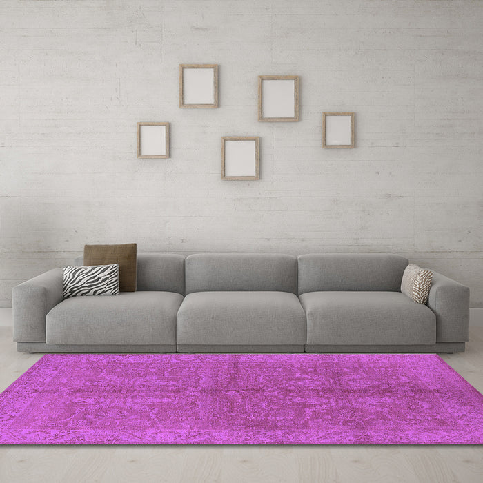 Machine Washable Oriental Purple Industrial Area Rugs in a Living Room, wshurb2972pur