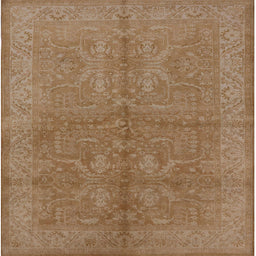 Square Mid-Century Modern Light Brown Oriental Rug, urb2972