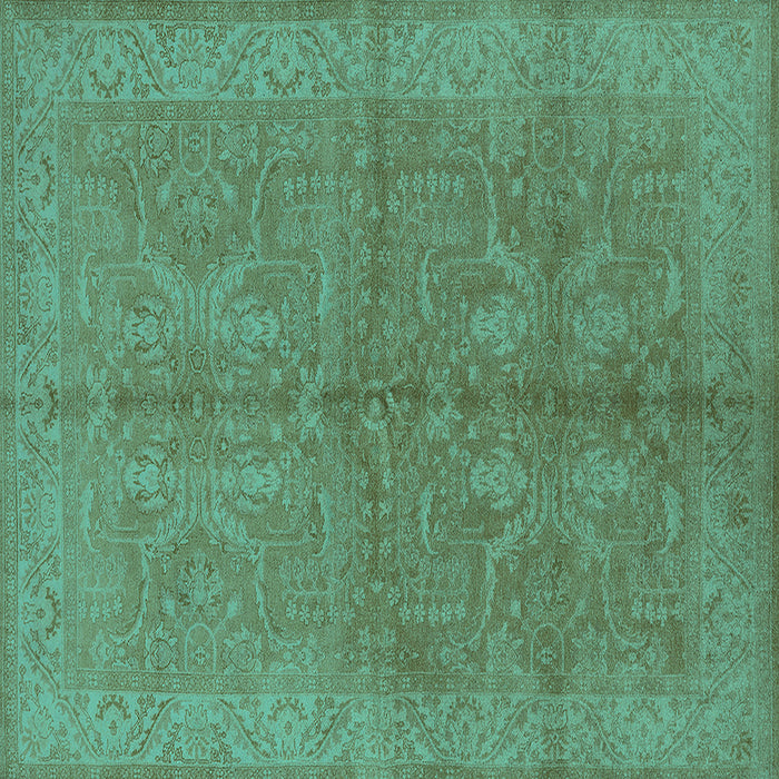 Square Machine Washable Oriental Turquoise Industrial Area Rugs, wshurb2972turq