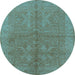 Round Oriental Light Blue Industrial Rug, urb2972lblu