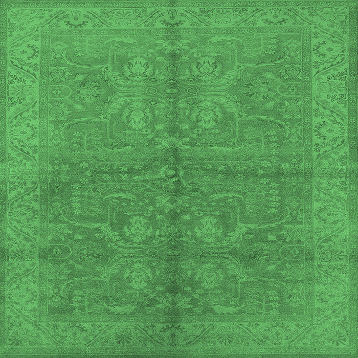 Square Oriental Emerald Green Industrial Rug, urb2972emgrn
