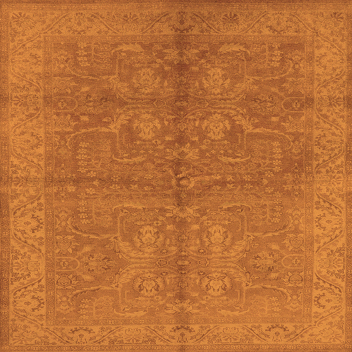 Square Machine Washable Oriental Orange Industrial Area Rugs, wshurb2972org
