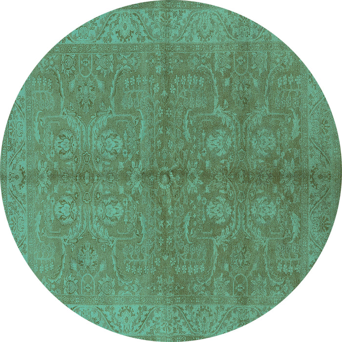 Round Oriental Turquoise Industrial Rug, urb2972turq