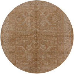 Round Mid-Century Modern Light Brown Oriental Rug, urb2972