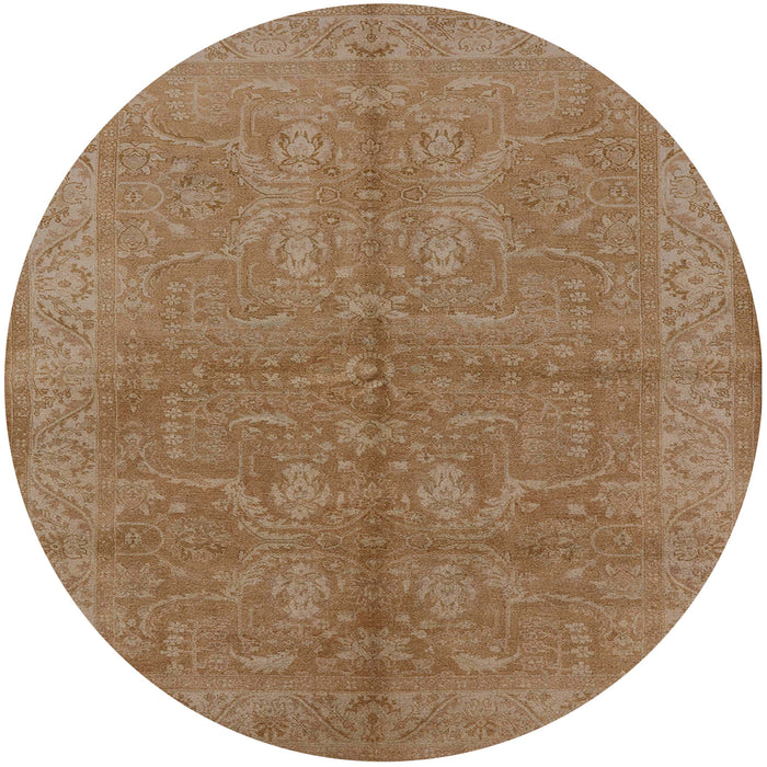 Round Mid-Century Modern Light Brown Oriental Rug, urb2972