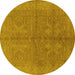 Round Oriental Yellow Industrial Rug, urb2972yw