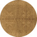 Round Oriental Brown Industrial Rug, urb2972brn