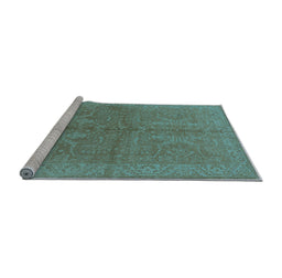 Sideview of Machine Washable Oriental Light Blue Industrial Rug, wshurb2972lblu