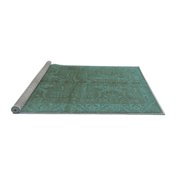 Sideview of Machine Washable Oriental Light Blue Industrial Rug, wshurb2972lblu