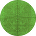 Round Oriental Green Industrial Rug, urb2972grn