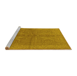 Sideview of Machine Washable Oriental Yellow Industrial Rug, wshurb2972yw