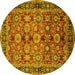 Round Oriental Yellow Industrial Rug, urb2973yw