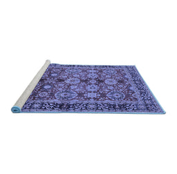 Sideview of Machine Washable Oriental Blue Industrial Rug, wshurb2973blu