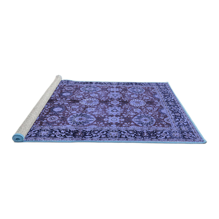 Sideview of Machine Washable Oriental Blue Industrial Rug, wshurb2973blu