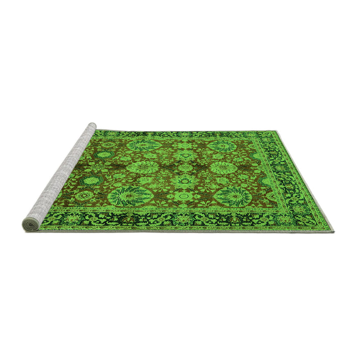 Sideview of Machine Washable Oriental Green Industrial Area Rugs, wshurb2973grn