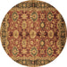 Round Oriental Brown Industrial Rug, urb2973brn