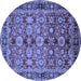 Round Machine Washable Oriental Blue Industrial Rug, wshurb2973blu