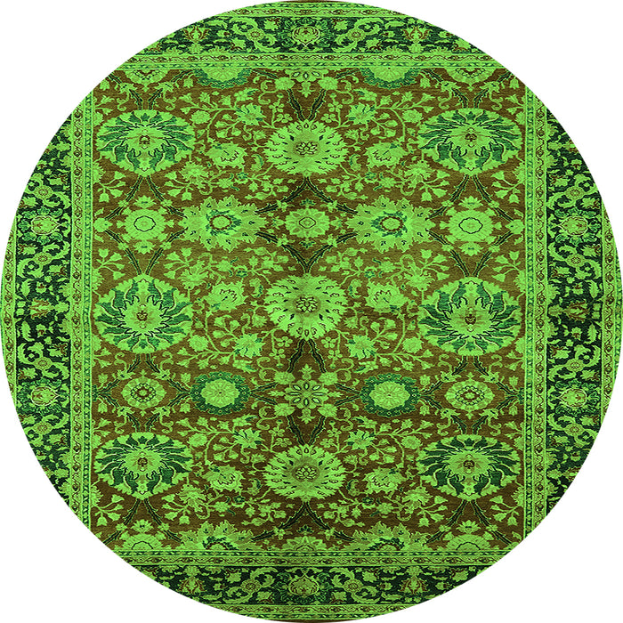Round Oriental Green Industrial Rug, urb2973grn