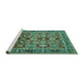 Sideview of Machine Washable Oriental Turquoise Industrial Area Rugs, wshurb2973turq