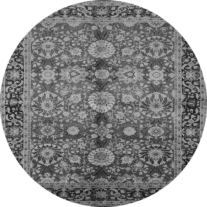 Round Machine Washable Oriental Gray Industrial Rug, wshurb2973gry