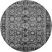 Round Machine Washable Oriental Gray Industrial Rug, wshurb2973gry