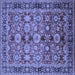 Square Machine Washable Oriental Blue Industrial Rug, wshurb2973blu