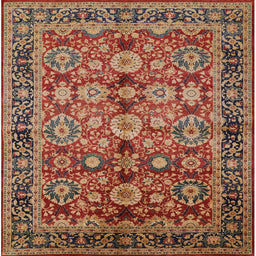 Square Mid-Century Modern Brown Sand Brown Oriental Rug, urb2973