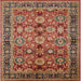 Square Mid-Century Modern Brown Sand Brown Oriental Rug, urb2973