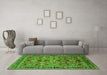 Machine Washable Oriental Green Industrial Area Rugs in a Living Room,, wshurb2973grn