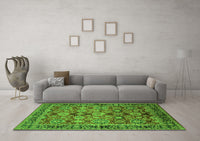 Machine Washable Oriental Green Industrial Rug, wshurb2973grn