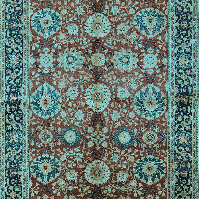 Machine Washable Oriental Light Blue Industrial Rug, wshurb2973lblu