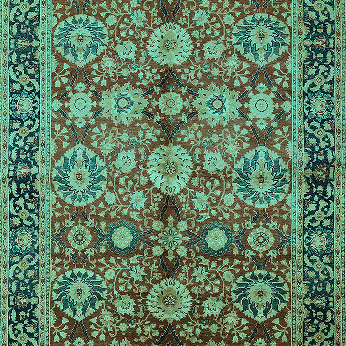Machine Washable Oriental Turquoise Industrial Area Rugs, wshurb2973turq