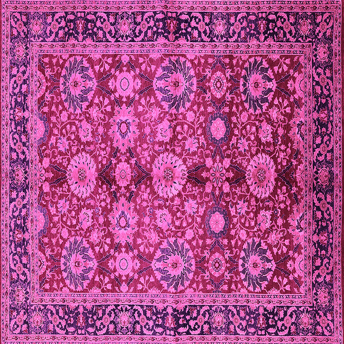 Square Machine Washable Oriental Pink Industrial Rug, wshurb2973pnk