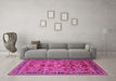 Machine Washable Oriental Pink Industrial Rug in a Living Room, wshurb2973pnk