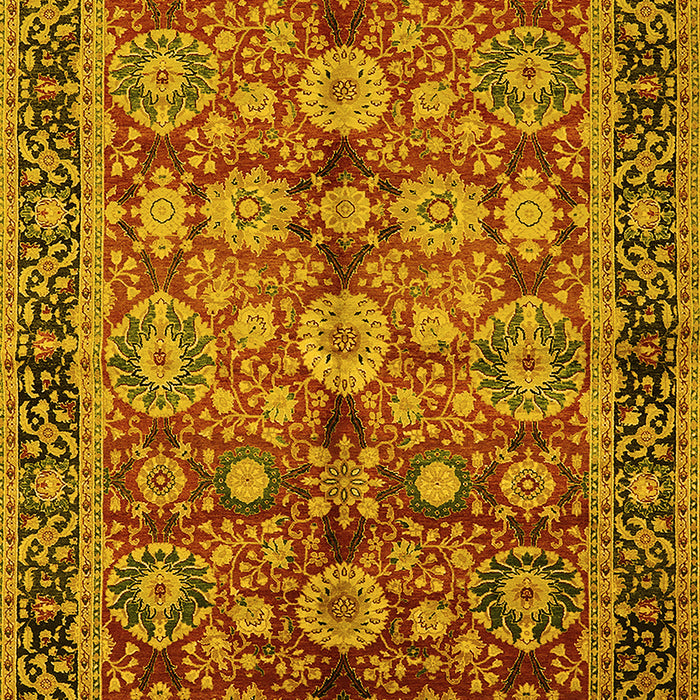 Machine Washable Oriental Yellow Industrial Rug, wshurb2973yw