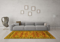 Machine Washable Oriental Yellow Industrial Rug, wshurb2973yw