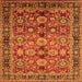 Square Machine Washable Oriental Orange Industrial Area Rugs, wshurb2973org