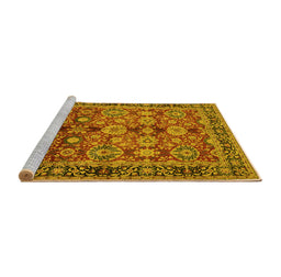 Sideview of Machine Washable Oriental Yellow Industrial Rug, wshurb2973yw