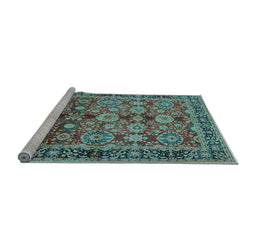 Sideview of Machine Washable Oriental Light Blue Industrial Rug, wshurb2973lblu