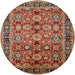 Round Machine Washable Industrial Modern Brown Sand Brown Rug, wshurb2973