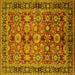 Square Machine Washable Oriental Yellow Industrial Rug, wshurb2973yw