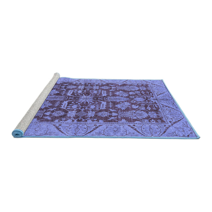 Sideview of Machine Washable Oriental Blue Industrial Rug, wshurb2974blu