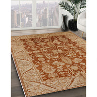 Mid-Century Modern Mahogany Brown Oriental Rug, urb2974