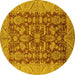 Round Oriental Yellow Industrial Rug, urb2974yw