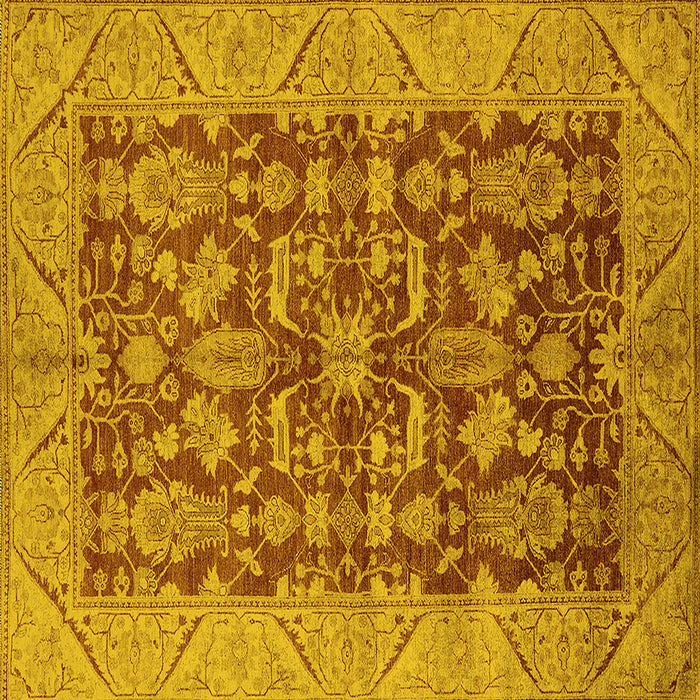 Square Machine Washable Oriental Yellow Industrial Rug, wshurb2974yw