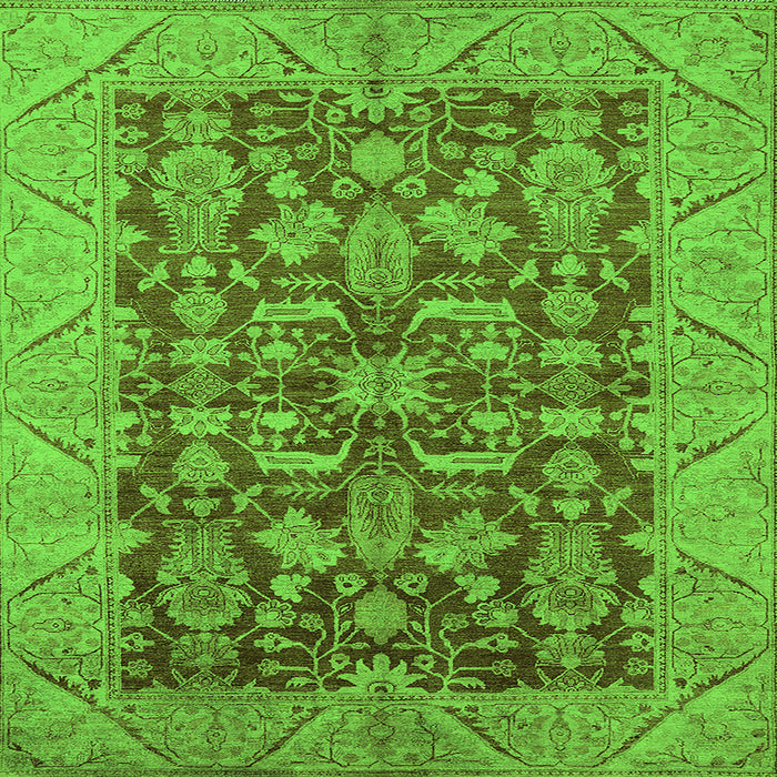 Square Machine Washable Oriental Green Industrial Area Rugs, wshurb2974grn