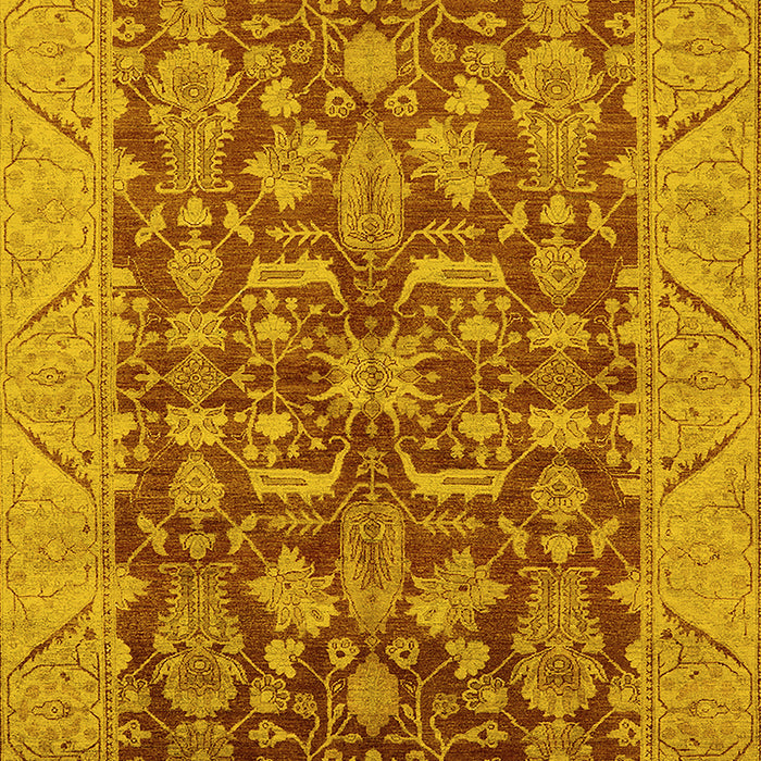 Machine Washable Oriental Yellow Industrial Rug, wshurb2974yw