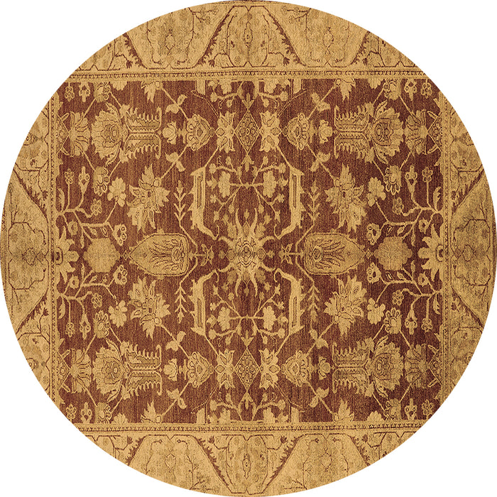 Round Machine Washable Oriental Brown Industrial Rug, wshurb2974brn