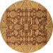 Round Machine Washable Oriental Brown Industrial Rug, wshurb2974brn