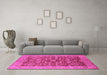 Machine Washable Oriental Pink Industrial Rug in a Living Room, wshurb2974pnk